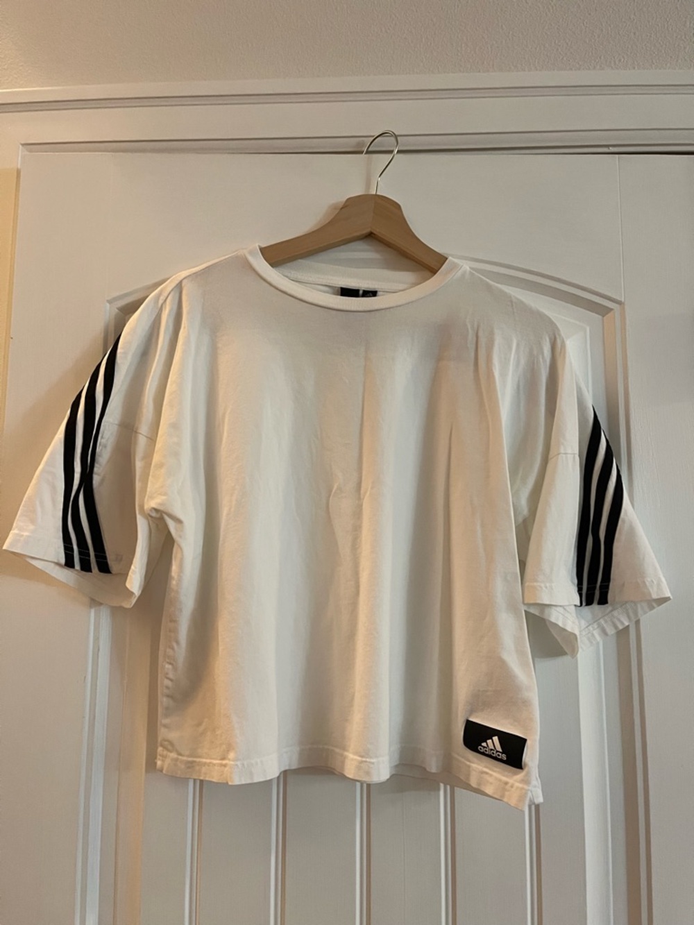 adidas White T‑Shirt with Black Logo Tags